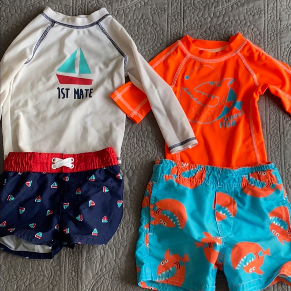 Two boys’ swimsuits. Size 9 to 12 months. Cute!!